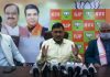 BJP leaders at a press conference at Jammu on Friday.