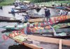 Floating vegetable market on the banks of Dal lake in Srinagar on Thursday. —Excelsior/Shakeel