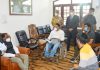 Lieutenant Governor GC Murmu interacting with delegation of specially-abled persons at Anantnag.