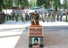 Tributes being paid to martyr Rajwinder Singh at Badami Bagh Cantonment in Srinagar on Wednesday.