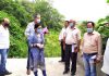 JMC Commissioner, Avny Lavasa inspecting works of pedestrian walkway at Peerkho in Jammu on Monday.