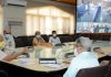Chief Secretary BVR Subrahmanyam reviewing COVID management in Srinagar on Tuesday.