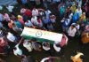 Body of martyr being received at Mendhar town on Sunday. —Excelsior/Rahi Kapoor