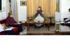 Lieutenant Governor Manoj Sinha chairing meeting on COVID-19 situation in Srinagar on Saturday.
