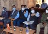 Advisor R R Bhatnagar and officers during B2V3 function at Pahalgam Block on Sunday.