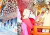 The view of route to holy Bhavan of Mata Vaishno Devi (L) and devotees paying obeisance at holy shrine at Bawe Wali Mata (R) on first Navratra on Saturday. —Excelsior/Mengi/Rakesh