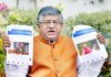 Union Law and Justice Minister Ravi Shankar Prasad addressing a press conference in New Delhi on Monday.