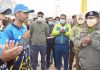 DGP Dilbag Singh interacting with winning team at Pulwama on Friday.