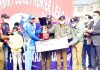 DGP Dilbag Singh presenting trophy to the winning team captain at Anantnag.