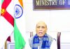 Union Minister for Defence, Rajnath Singh delivering the inaugural address of the 4th Military Literature Festival, through video conference, in New Delhi on Friday.