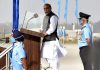 Defence Minister Rajnath Singh speaking at Air Force Academy (AFA) Dundigal in Hyderabad on Saturday. (UNI)