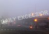 Vehicles moving with headlights on amidst dense fog in Jammu on Thursday. —Excelsior/Rakesh
