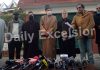 PAGD leaders at a press conference in Srinagar on Thursday. —Excelsior/Shakeel