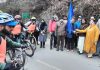Dignitaries flagging off cycling race at Srinagar on Friday.