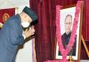 President, Ram Nath Kovind pay tribute to former President, Pranab Mukherjee on his birth anniversary at Rashtrapati Bhavan, in New Delhi on Friday. (UNI)