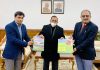 Union Minister Dr. Jitendra Singh  being  presented a Coffee Table Book by Managing Director NAFED Sanjeev Kumar Chadda along with a brief of recent NAFED interventions in Jammu & Kashmir, at New Delhi. 