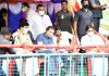 Congress Leader, Rahul Gndhi and DMK Youth Wing Secretary, Udayanidhi Stalin during the 'Jallikattu' festival at Avaniyapuram, in Madurai on Thursday. (UNI)