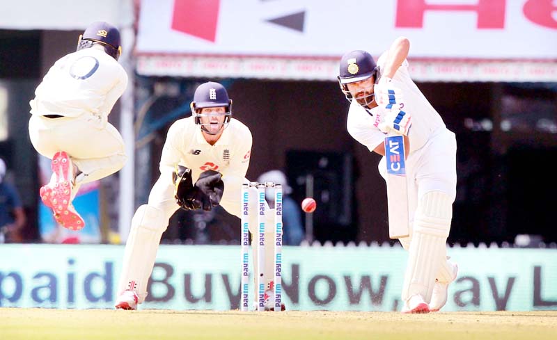 Rohit Sharma in action during the first day of second test match against England at Chennai on Saturday.