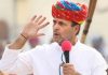 Congress President Rahul Gandhi addresses farmers' rally at Rupangadh near Ajmer, Rajasthan.