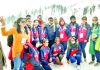 Winners posing for a group photograph along with dignitaries at Gulmarg on Tuesday. — Excelsior/Aabid Nabi
