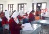 Students attend their class in a Srinagar school on Monday. — Excelsior/Shakeel