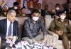 ADGP Armed J&K, AK Choudhary addressing press conference at Jammu on Friday. —Excelsior/Rakesh