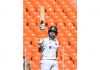 Indian wicketkeeper batsman Rishabh Pant raising bat to celebrate his hundred against England at Narendra Modi Stadium in Ahmedabad on Friday. (UNI)