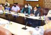 Lt Governor Manoj Sinha chairing a meeting to review Smart City projects on Wednesday.