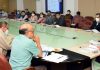 Lt Governor Manoj Sinha chairing meeting regarding 75 years celebrations of Independence at Jammu on Friday.