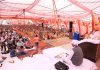 A gathering of devotees during celebration of Prakash Divas of Guru Ravi Das at Jaswan in Jammu.