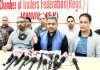 CAIT vice president, Neeraj Anand addressing press conference in Jammu on Tuesday. -Excelsior/Rakesh