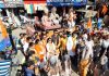 Shiv Sena leaders and devotees during a Shoba Yatra on Maha Shivratri at Udhampur.