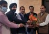 Agriculture Technocrats delegation at a meeting with Director Agri, K K Sharma at Jammu on Tuesday.