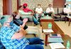 Office bearers of J&K Olympic Association during a meeting at Jammu on Thursday.