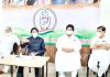 PCC chief GA Mir addressing Cong functionaries meeting in Jammu on Monday.