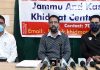 J&K Khidmat Centre Association addressing a press conference in Srinagar on Wednesday. —Excelsior/Shakeel
