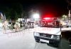 Police patrols a Jammu City road during Corona curfew on Saturday night. -Excelsior/Rakesh