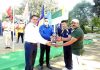 IGP CRPF Jammu Sector PS Ranpise and DIG Dhirendra Verma presenting trophy to a winner at Samba.