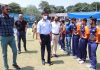 ADGP Mukesh SIngh interacting with team players during inaugural ceremony of 3rd PPCPL at Jammu on Sunday.