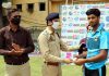 Chief guest presenting man of the match award to a player at Jammu.