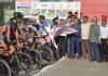 DG Youth Services and Sports, Dr Saleem-Ul-Rehman flagging off Cycling race along with others at Jammu.