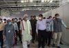 LG Manoj Sinha inspecting DRDO’s under construction COVID Hospital at Khonmoh on Sunday.