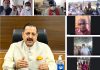 Union Minister Dr Jitendra Singh presiding over COVID "Seva" in 7 Panchayats of Jammu & Kashmir, to mark the completion of 7 years of the Modi Government, on Sunday.