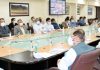 LG Manoj Sinha chairing a meeting in Srinagar.