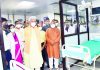 Lieutenant Governor Manoj Sinha taking round of GMC Hospital after inaugurating its new Emergency Block in Jammu on Thursday.