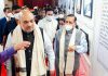 Union Home Minister Amit Shah going around the exhibits and displays at the Rama Krishna Mission at Soha/Cheerapunji, Meghalaya on Sunday. Also seen are Union Ministers Dr Jitendra Singh and G. Kishan Reddy.
