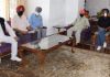 Lt Governor Manoj Sinha interacting with a delegation of Sikh Minority Forum on Friday.