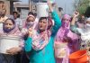 Rakh-e-Aarath residents protesting in Srinagar. -Excelsior/Shakeel