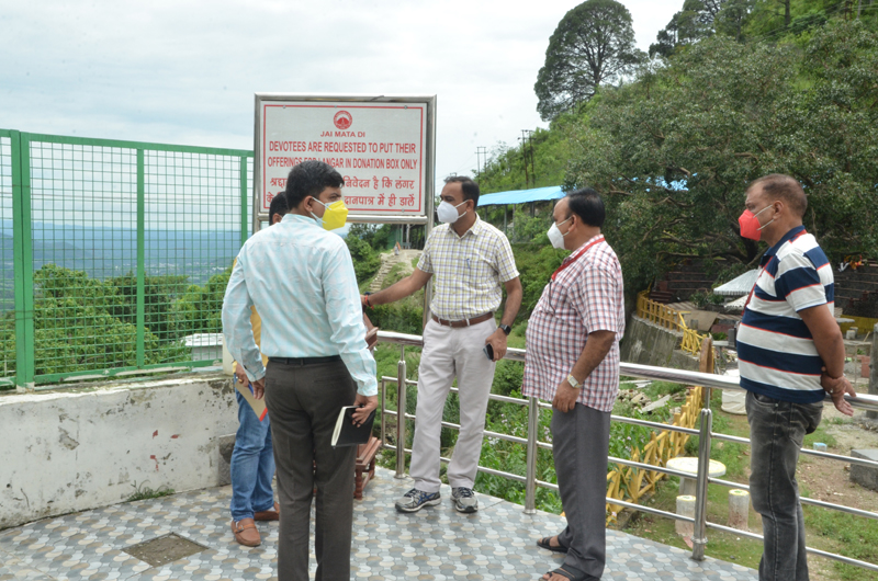 CEO Shrine Board Ramesh Kumar inspecting yatra facilities from Katra to Bhawan on Thursday.