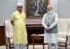 Lieutenant Governor Manoj Sinha in a meeting with Prime Minister Narendra Modi in New Delhi on Thursday. Another pic on page 4.